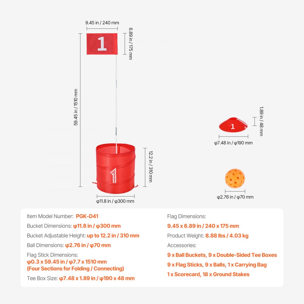 PGK-D41 - 9-Hole Portable Backyard Golf Game Set for Family Fun