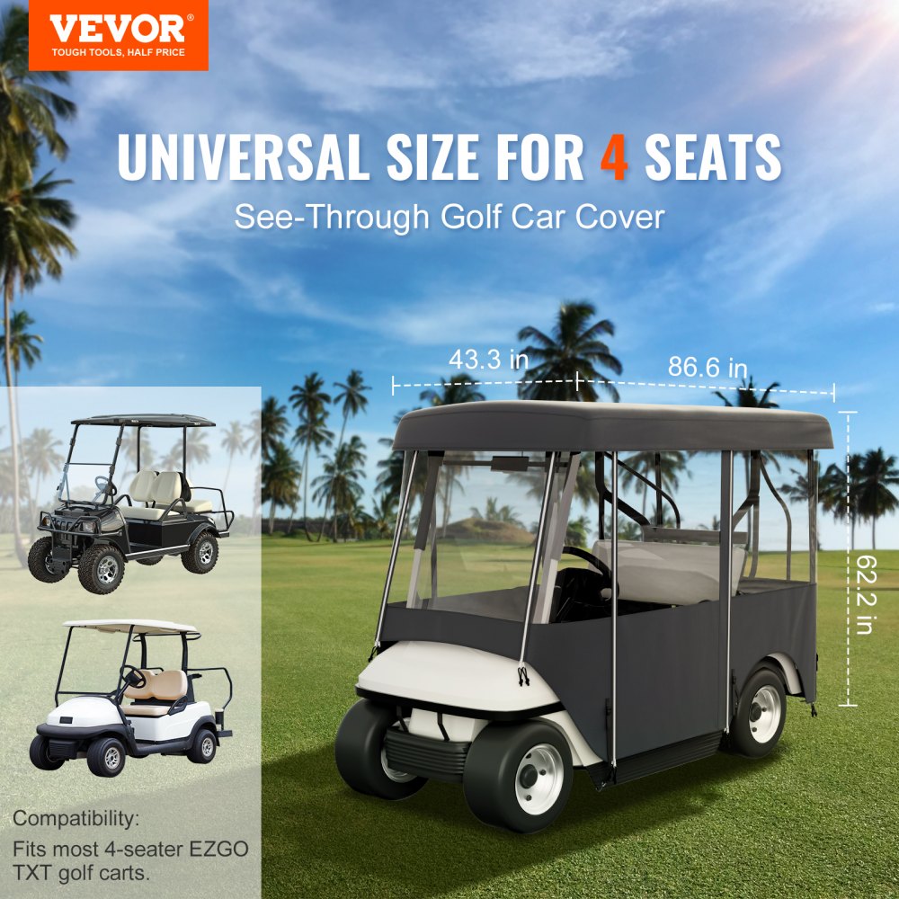 010774751669 - VEVOR 86" Golf Cart Cover for 4-Passenger Models