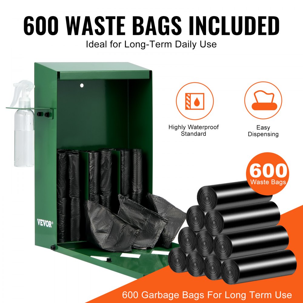 HBD008-3 - Durable Steel Dog Waste Station with 600 Bags & Cover