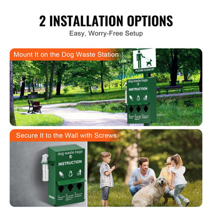 HBD008-3 - Durable Steel Dog Waste Station with 600 Bags & Cover