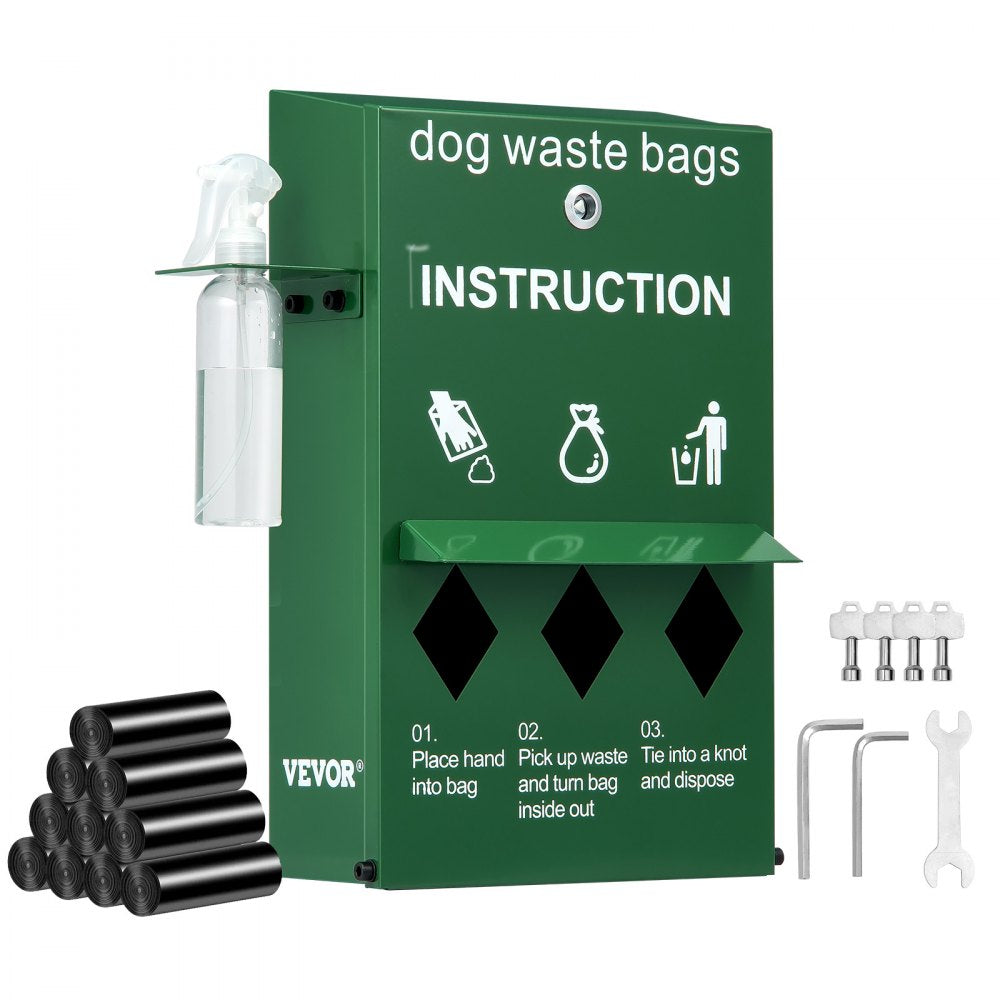 HBD008-3 - Durable Steel Dog Waste Station with 600 Bags & Cover