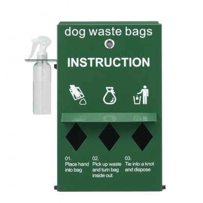 HBD008-3 - Durable Steel Dog Waste Station with 600 Bags & Cover