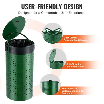 HBD008-4 - 11.5-Gallon Weather-Resistant Dog Waste Bin with Lid