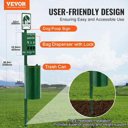 HBD008-2 Green 11.5-Gallon Dog Waste Station with 600 Bags Included