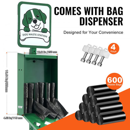 HBD008-2 Green 11.5-Gallon Dog Waste Station with 600 Bags Included