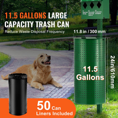 HBD008-2 Green 11.5-Gallon Dog Waste Station with 600 Bags Included