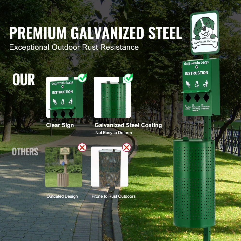 HBD008-2 Green 11.5-Gallon Dog Waste Station with 600 Bags Included