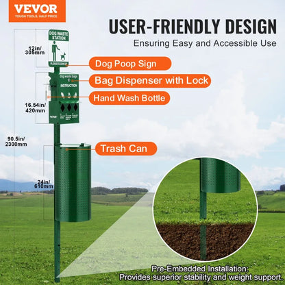 HBD008-1 - 11.5-Gallon Green Dog Waste Station with 600 Bags