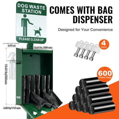 HBD008-1 - 11.5-Gallon Green Dog Waste Station with 600 Bags