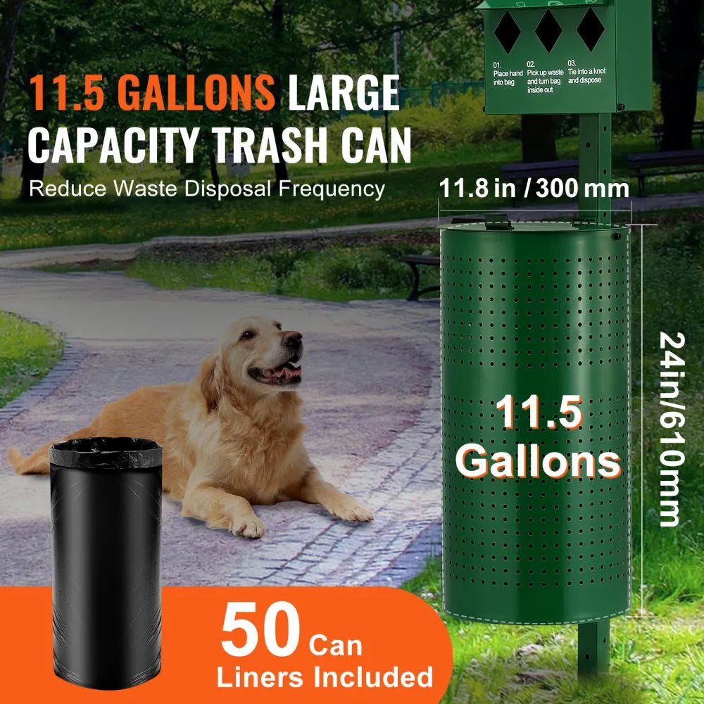 HBD008-1 - 11.5-Gallon Green Dog Waste Station with 600 Bags