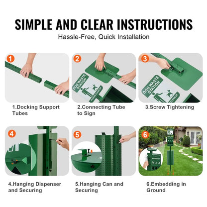 HBD008-1 - 11.5-Gallon Green Dog Waste Station with 600 Bags