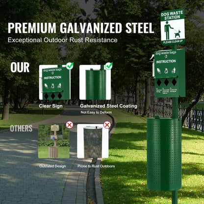 HBD008-1 - 11.5-Gallon Green Dog Waste Station with 600 Bags