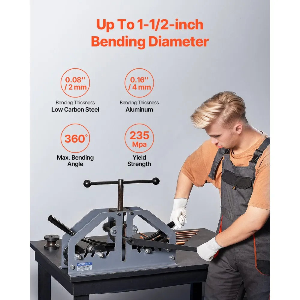 TR60A - 1-1/2" Manual Tube Roller Bender with 6 Durable Dies