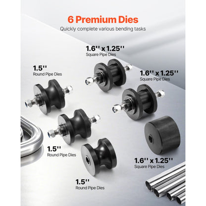 TR60A - 1-1/2" Manual Tube Roller Bender with 6 Durable Dies