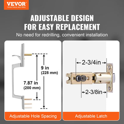 DT1103-PS-SN - Durable Satin Nickel Door Handle with Adjustable 7.87" to 9" Spacing