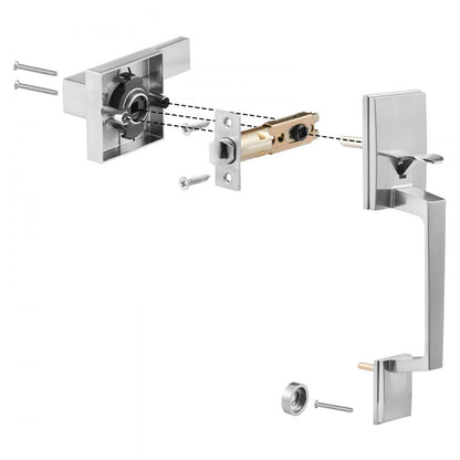 DT1103-PS-SN - Durable Satin Nickel Door Handle with Adjustable 7.87" to 9" Spacing