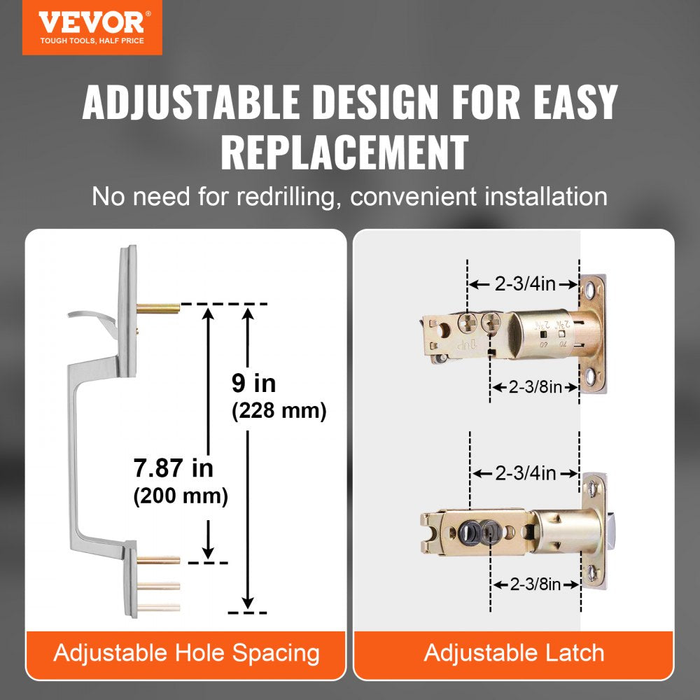 DT1103-SN - Satin Nickel Entry Handle Set with Adjustable Spacing