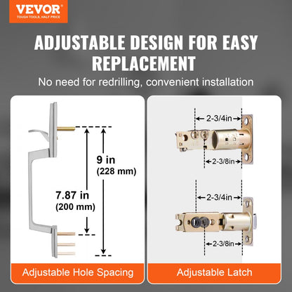 DT1103-SN - Satin Nickel Entry Handle Set with Adjustable Spacing