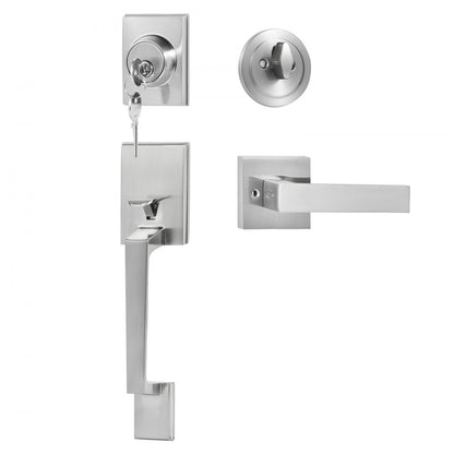 DT1103-SN - Satin Nickel Entry Handle Set with Adjustable Spacing