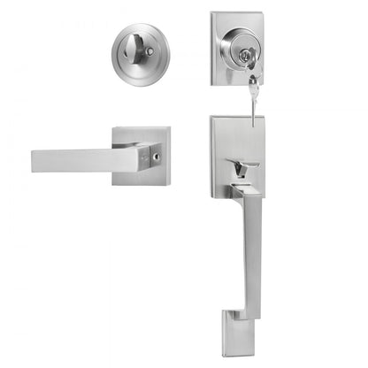 DT1103-SN - Satin Nickel Entry Handle Set with Adjustable Spacing