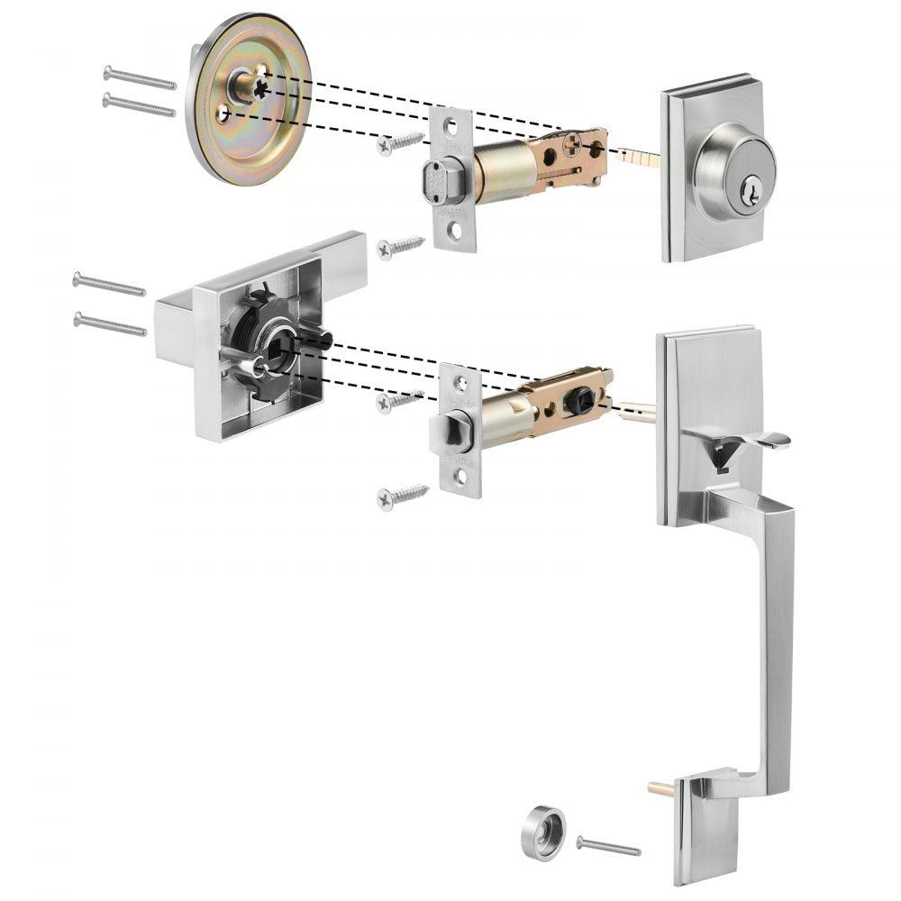 DT1103-SN - Satin Nickel Entry Handle Set with Adjustable Spacing