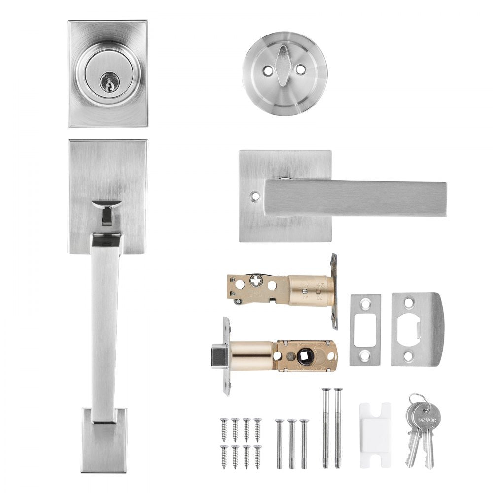 DT1103-SN - Satin Nickel Entry Handle Set with Adjustable Spacing