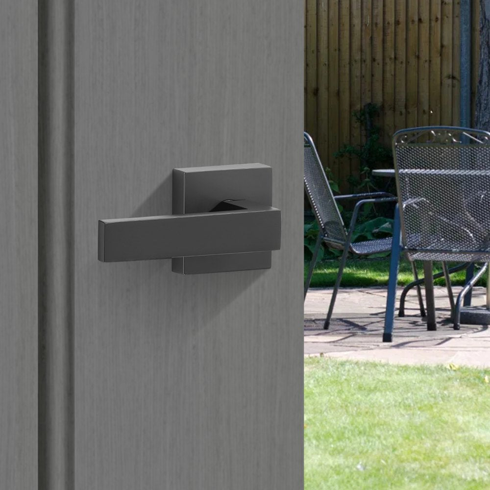 DT1103-PS-BLK - Matte Black Adjustable Door Handle Set, 7.87-9 Inch