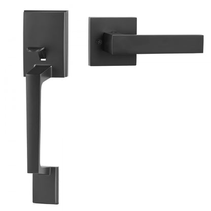 DT1103-PS-BLK - Matte Black Adjustable Door Handle Set, 7.87-9 Inch