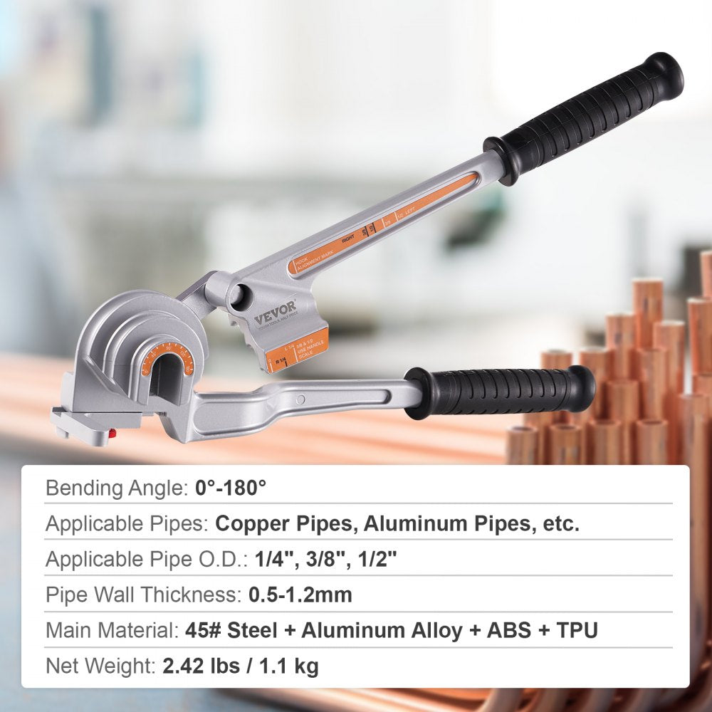 010428267596 - Durable Pipe Bender for 1/4", 3/8", 1/2" Tubing Up to 180°