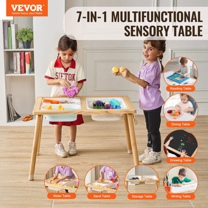 JRG-SKU3S - 32.1" VEVOR Toddler Sensory Table with Storage Bins