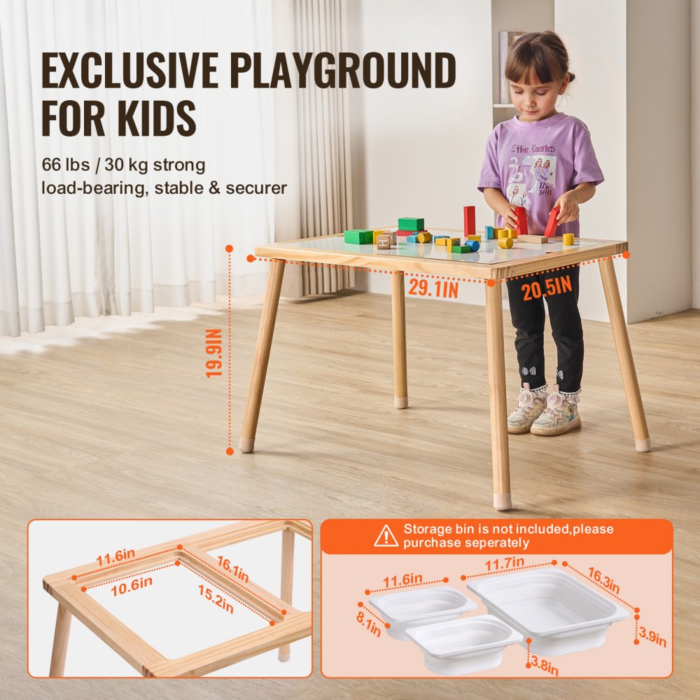 JRG-SKU1S - 32.1" Sensory Play Table for Toddlers with Double-Sided Tops