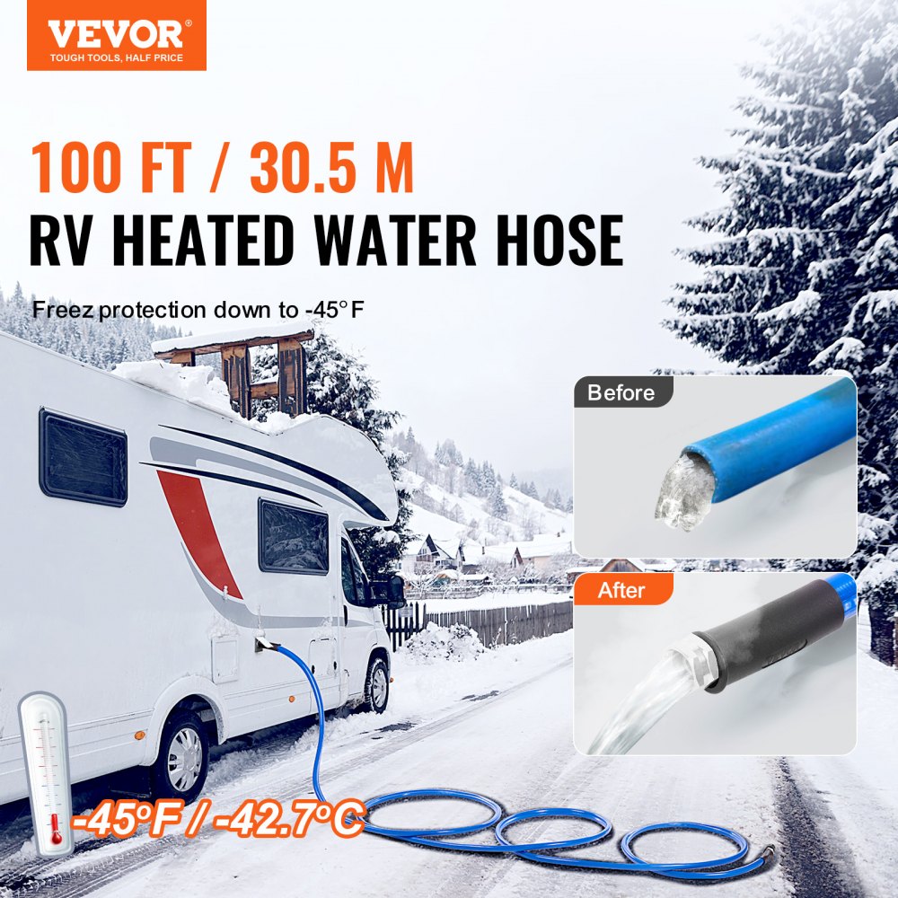 MT-130-100ft - 100ft Heated Water Hose for RVs, Anti-Freeze to -45°F