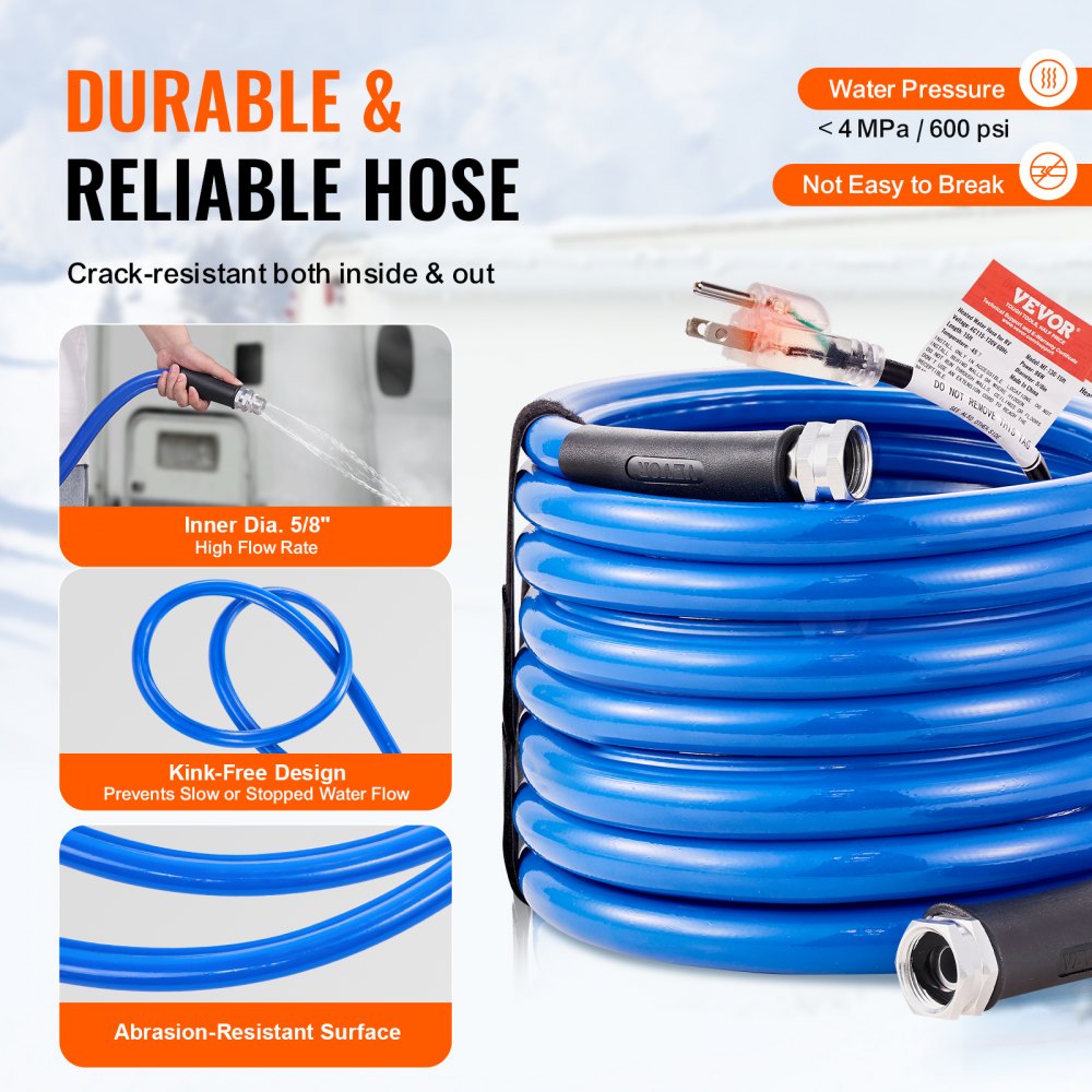 MT-130-25ft - Kink-Free Heated Hose for RVs, Boats & Winter Use