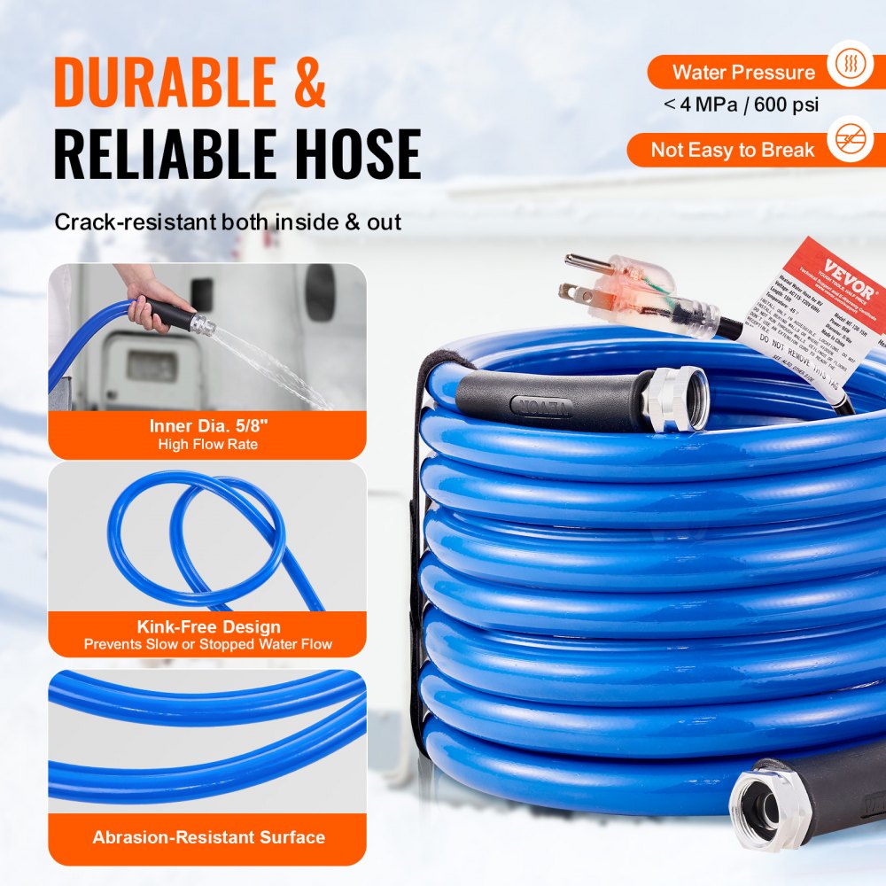 MT-130-30ft - 30ft Heated Hose for RVs, Boats & Garden Use