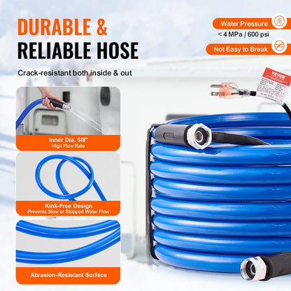 MT-130-50ft - 50ft Heated Water Hose for RVs, Antifreeze to -45°F