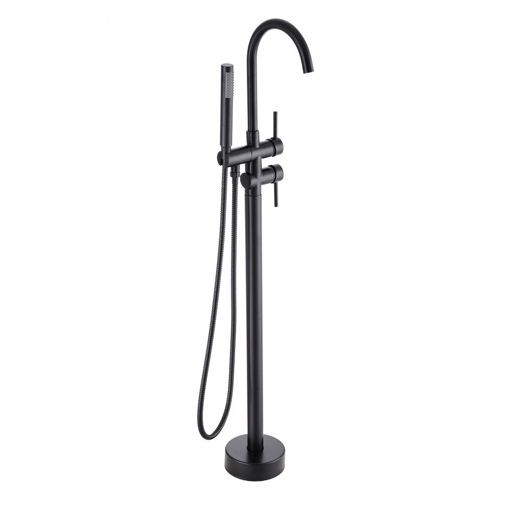 2532 - Matte Black Freestanding Bathtub Faucet with Handheld Shower