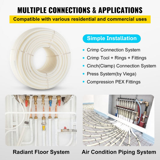 VV-PEX1IN-W - 1" x 500FT Flexible PEX Tubing with Clamps and Cutter