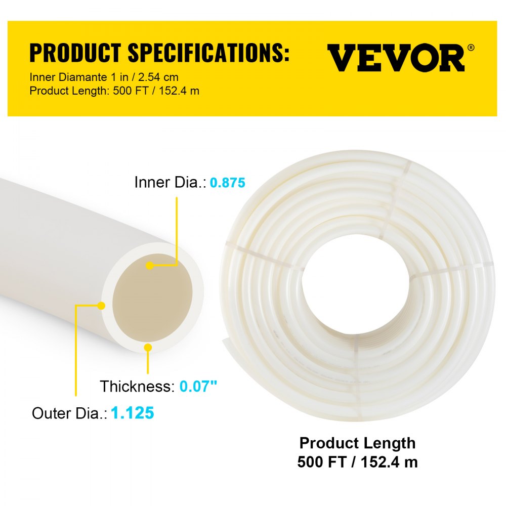 VV-PEX1IN-W - 1" x 500FT Flexible PEX Tubing with Clamps and Cutter