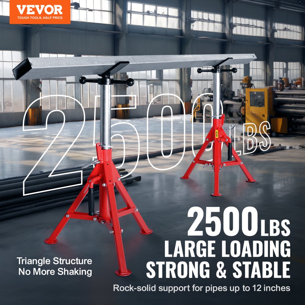 1107C V-Head - Adjustable Pipe Stand 20"-37", 2500 lbs Capacity