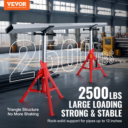 1107C V-Head - Adjustable Pipe Stand 20"-37", 2500 lbs Capacity
