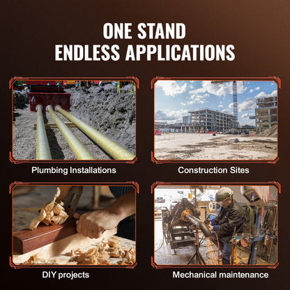 1107C V-Head - Adjustable Pipe Stand 20"-37", 2500 lbs Capacity