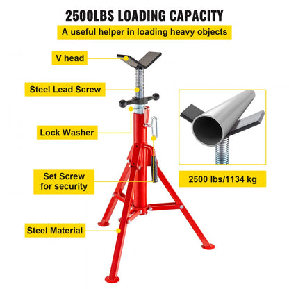 1107 V-Head - Adjustable Pipe Stand 28"-52", 2500 lb Capacity
