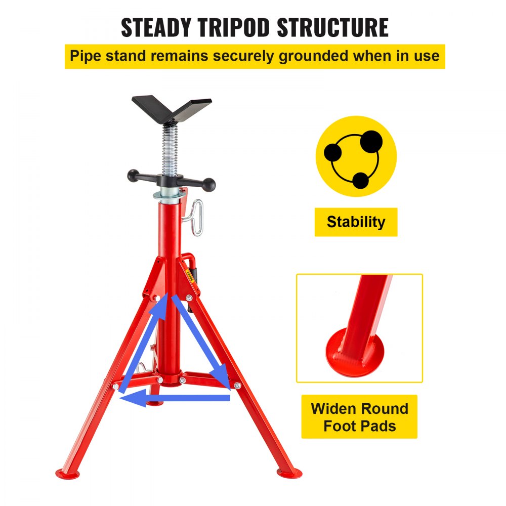 1107 V-Head - Adjustable Pipe Stand 28"-52", 2500 lb Capacity
