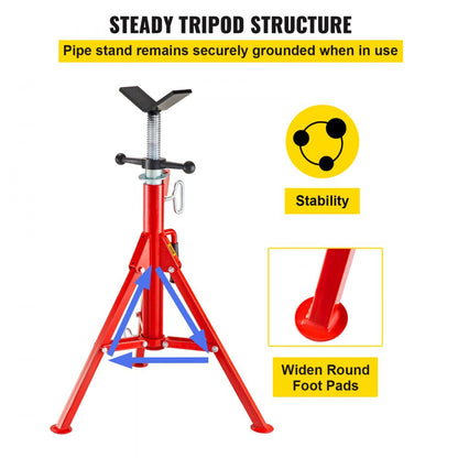 1107 V-Head - Adjustable Pipe Stand 28"-52", 2500 lb Capacity