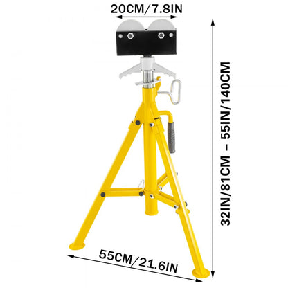 010838599474 - Adjustable 32-55 in Pipe Stand with Heavy-Duty Roller-Head