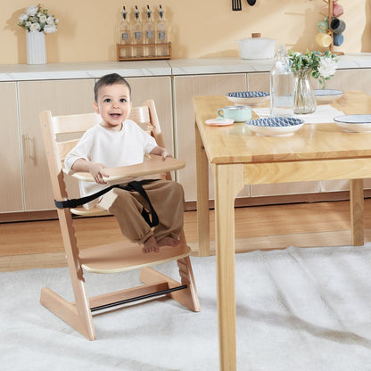 LPK928 - Adjustable Wooden High Chair for Infants & Toddlers, Easy Assembly