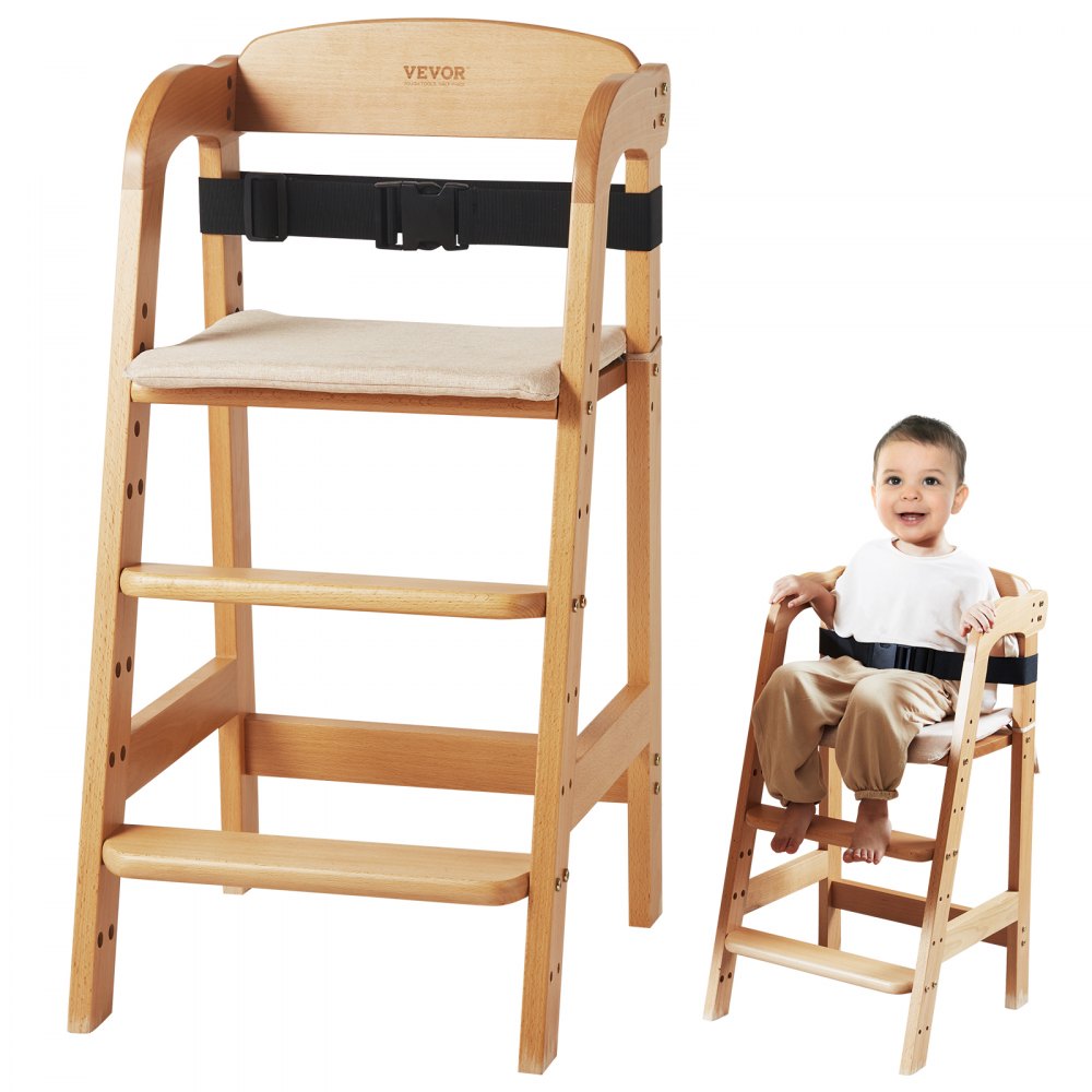 LPK877-1 - Adjustable Eco-Friendly Wooden High Chair for Growing Toddlers
