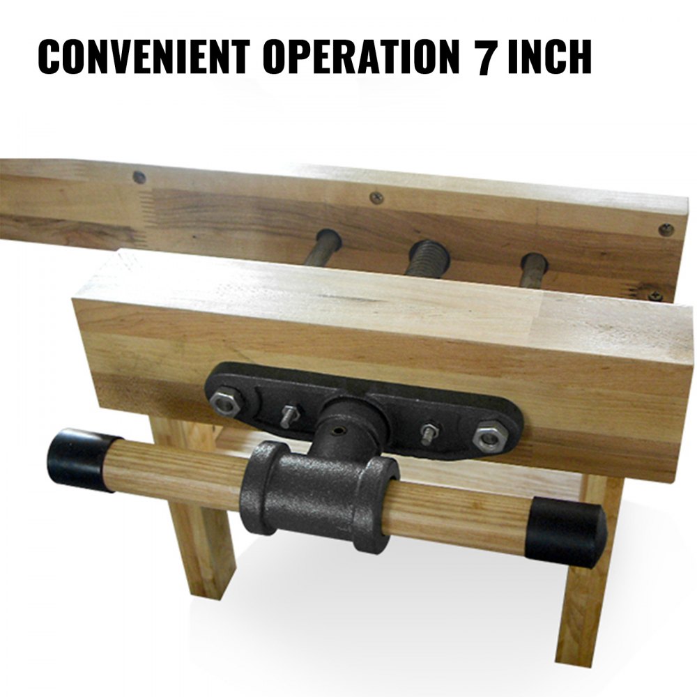 010786380359 - 7 Inch Cast Iron Wood Vise for Custom Workbench