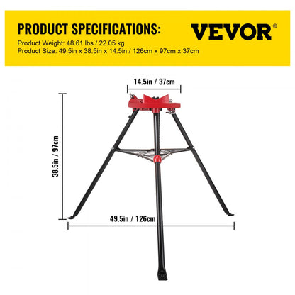 010659267032 - Portable VEVOR Tripod Pipe Vise for 1/8" to 6" Pipes