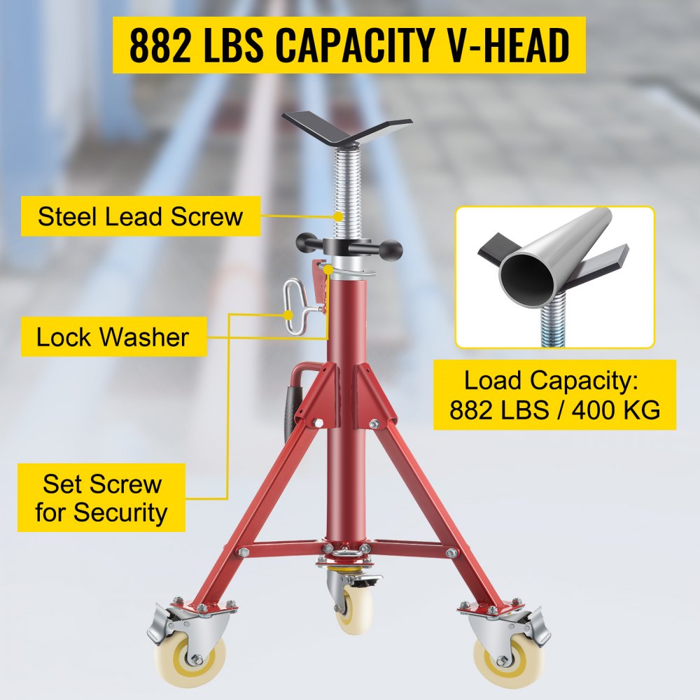 VV-P-1107AV - Adjustable Pipe Stand, 28-52 inches, 882 lbs, with Casters